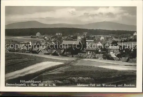 Benneckenstein Panorama mit Wurmberg und Brocken Kat. Benneckenstein