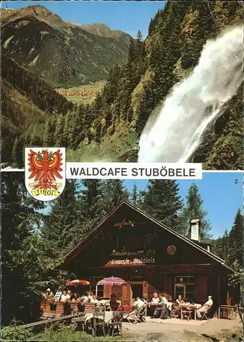 Umhausen Tirol Waldcafe Stub?bele u.Stubenfall mit Blick auf Umhausen Kat. Umhausen oetztal