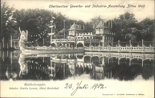 Zittau Gewerbe  Industrie Ausstellung Reichsdampfer Fontaene Kat. Zittau