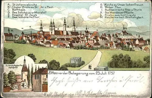 Zittau Belagerung 1757 Kirche Kat. Zittau