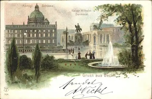 Berlin Kaiser Wilhelm Denkmal Koenigliches Schloss Fontaene Kat. Berlin