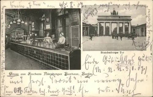 Berlin Siechens Nuernberger Bierhaus Brandenburger Tor Kat. Berlin