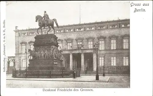 Berlin Automat Restaurant Jasmatzi Aktiengesellschaft Denkmal Friedrich der Grosse Kat. Berlin