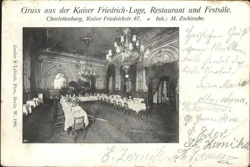 Charlottenburg Kaiser Friedrich Loge Restaurant Festsaal / Berlin /Berlin Stadtkreis