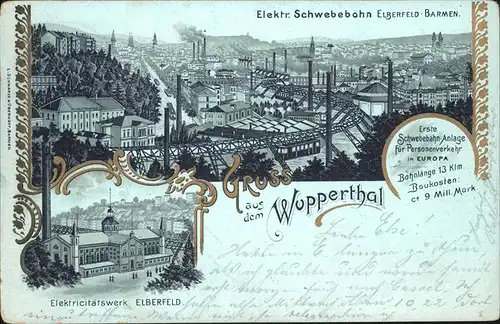 Elberfeld Wuppertal Schwebebahn Barmen Elektrizitaetswerk Wupperthal / Wuppertal /Wuppertal Stadtkreis
