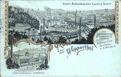 Elberfeld Wuppertal Schwebebahn Barmen Elektrizitaetswerk Feldpost / Wuppertal /Wuppertal Stadtkreis