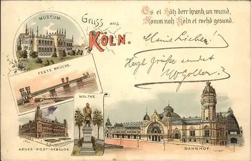 Koeln Rhein Museum Feste Bruecke Neue Post Moltke Denkmal Bahnhof Kat. Koeln