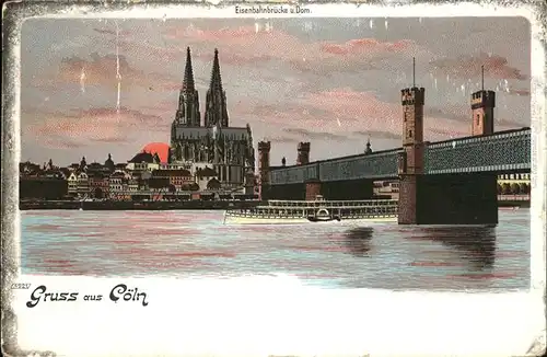 Koeln Rhein Kuenstlerkarte Dom Bruecke Schiffe Kat. Koeln