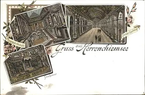 Chiemsee Schloss Herrenchiemsee Grosse Galerie Prunkzimmer Treppenhaus Kat. Chiemsee