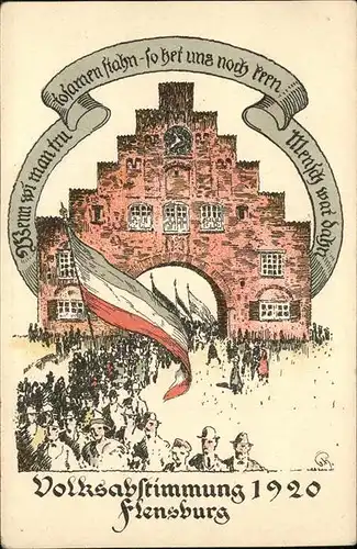 Flensburg Kuenstlerkarte Volksabstimmung 1920 Kat. Flensburg