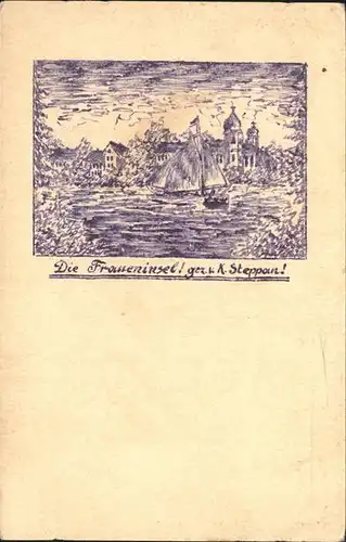 Chiemsee Fraueninsel Kuenstlerkarte K. Steppan Kat. Chiemsee