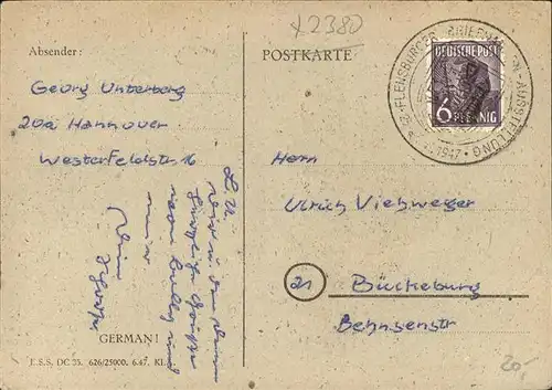 Flensburg Briefmarken Ausstellung 25. 28.Juni 1947 Kat. Flensburg