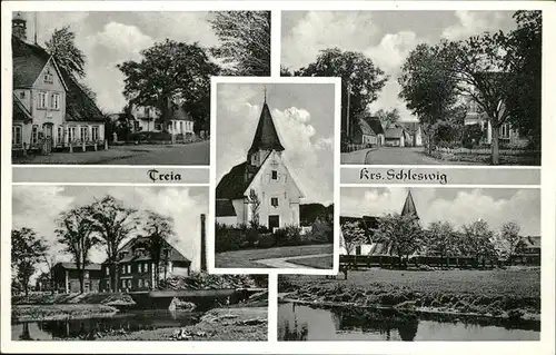 Treia Schleswig Kirche Wohnhaeuser Kat. Treia