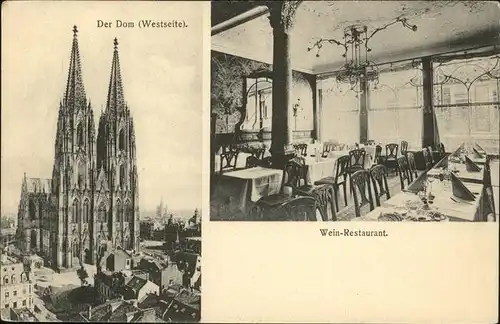 Koeln Rhein Dom Grand Hotel Belgischer Hof Bierstall Wein Restaurant Kat. Koeln