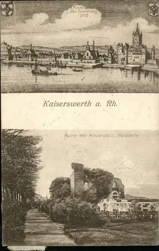 Kaiserswerth Kaiserpfalz vor der Zerstoerung 1702 Ruine Wappen Kat. Duesseldorf