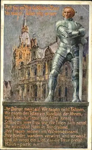 Koeln Rhein Koelnische Bauer in Eisen 1915 Kirche Gedicht Rudolf Herzog Kat. Koeln
