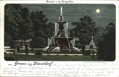 Duesseldorf Brunnen Koenigsallee im Mondschein Kat. Duesseldorf