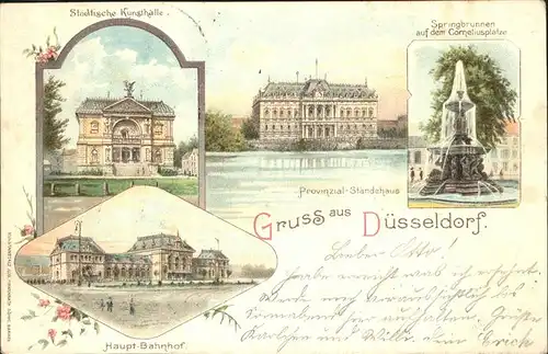 Duesseldorf Kunsthalle Staendehaus Springbrunnen Corneliusplatz Bahnhof Soldatenbrief Kat. Duesseldorf