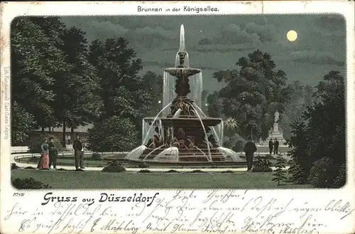 Duesseldorf Brunnen Koenigsallee Denkmal im Mondschein Kat. Duesseldorf