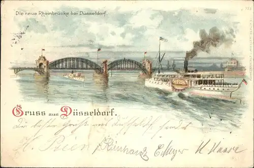 Duesseldorf Neue Rheinbruecke Dampfer Kat. Duesseldorf