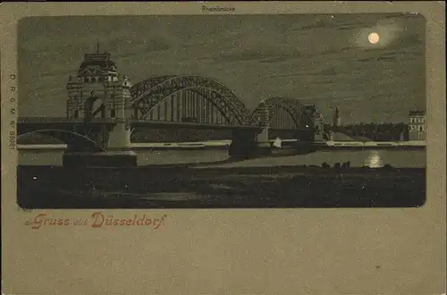 Duesseldorf Rheinbruecke im Mondschein Kat. Duesseldorf