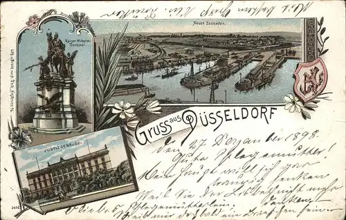 Duesseldorf Kaiser Wilhelm Denkmal Zollhafen Justizgebaeude Kat. Duesseldorf