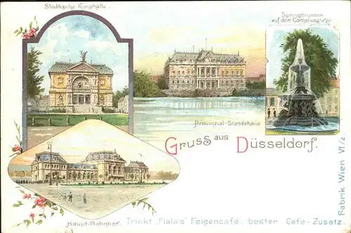 Duesseldorf Kunsthalle Springbrunnen Corneliusplatz Bahnhof Provinzial Staendehaus Kat. Duesseldorf