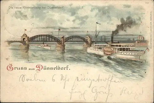 Duesseldorf Rheinbruecke Dampfer Kat. Duesseldorf