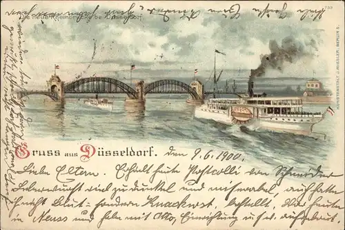 Duesseldorf Rheinbruecke Dampfer Kuenstlerkarte Kat. Duesseldorf