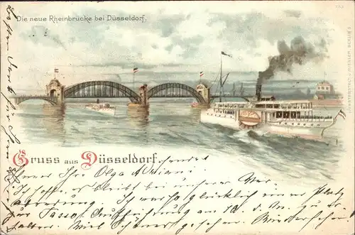 Duesseldorf Rheinbruecke Dampfer Kuenstlerkarte Kat. Duesseldorf