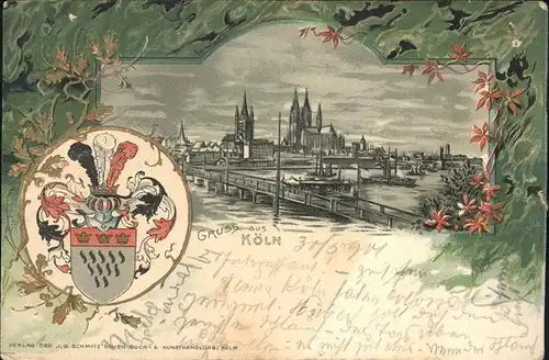 Koeln Rhein Bruecke Schiff Dom Wappen Kat. Koeln