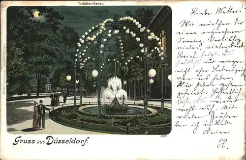 Duesseldorf Tonhallen Garten Springbrunnen im Mondschein Kat. Duesseldorf