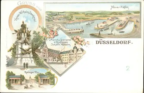 Duesseldorf Kaiser Wilhelm Dankmal Ratinger Tor Markt Denkmal Kurfuerst Johann Wilhelm Neuer Hafen Kat. Duesseldorf