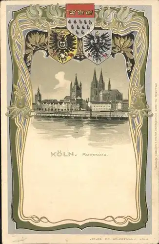 Koeln Rhein Panorama Dom Wappen Kat. Koeln