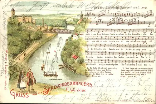 Halle Saale Saalschloss Brauerei Bruecke Brautpaar "Ludwig der Springer" Lied Noten Kat. Halle