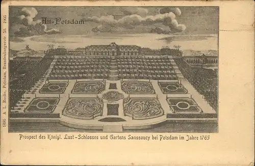 Potsdam Koenigliches Lustschloss und Garten Sanssouci im Jahr 1765 Zeichnung / Potsdam /Potsdam Stadtkreis