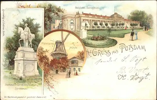 Potsdam Schloss Sanssouci Denkmal Friedrichs des Grossen Historische Muehle / Potsdam /Potsdam Stadtkreis