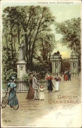 Oranienburg Denkmal Heriette Louise Gemahlin der Gr.Kurfuersten Kuenstlerkarte Heide Kat. Oranienburg