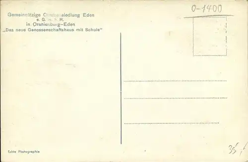 Oranienburg Gemeinnuetzige Obstbausiedlung Genossenschaftshaus mit Schule Kat. Oranienburg