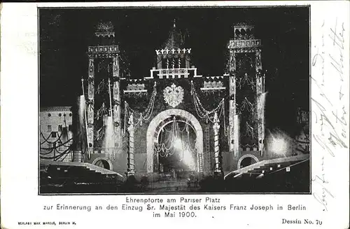 Berlin Ehrenpforte am Pariser Platz bei Nacht Kat. Berlin