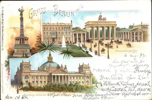 Berlin Reichstags Gebaeude Brandenburger Tor Siegessaeule Kat. Berlin