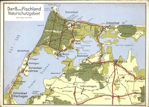 Wustrow Ostseebad Karte des Darss u.Fischland mit div.Orten rund um die Ost See Kat. Ostseebad Wustrow