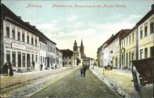 Jueterbog Pferdestrasse u.Grossestrasse mit Nikolaikirche Kat. Jueterbog