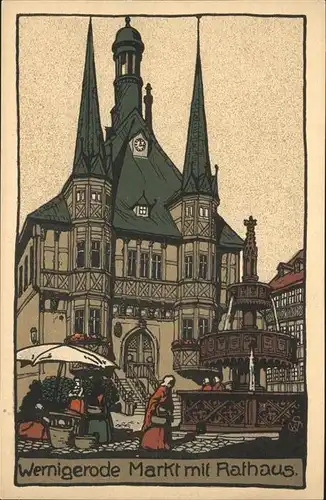 Wernigerode Harz Markt mit Rathaus Kat. Wernigerode