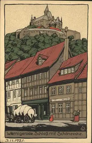 Wernigerode Harz Schloss mit Schoeneecke Kat. Wernigerode