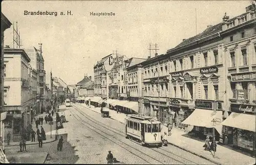 Brandenburg Hauptstrasse mit Strassenbahn Kat. Brandenburg
