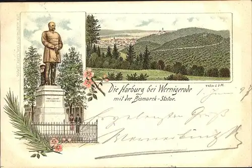 Wernigerode Harz Die Harbug mit der Bismarck Statue Kat. Wernigerode