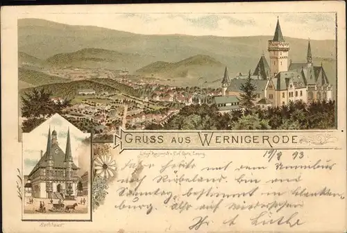 Wernigerode Harz Mit Schloss (sehr fruehes Postdatum mit lesbarem Stempel) Kat. Wernigerode