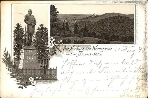 Wernigerode Harz Die Harburg mit der Bismarck Statue Kat. Wernigerode