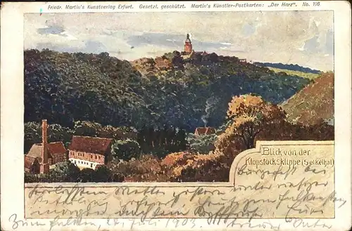 Halberstadt Blick von der Klopstocksklippe auf Schloss Kat. Halberstadt